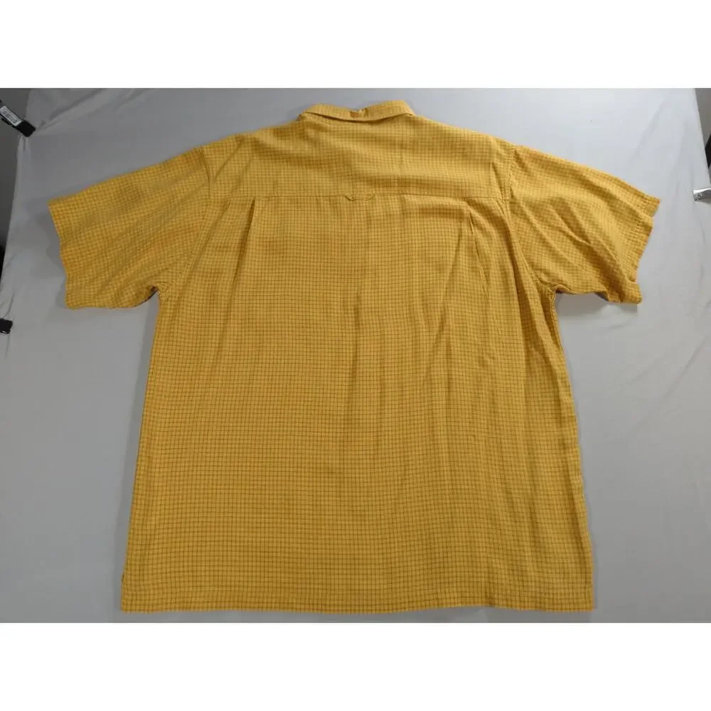The North Face Mens XXL Yellow Short Sleeve Button Front Hiking Shirt Outdoor
